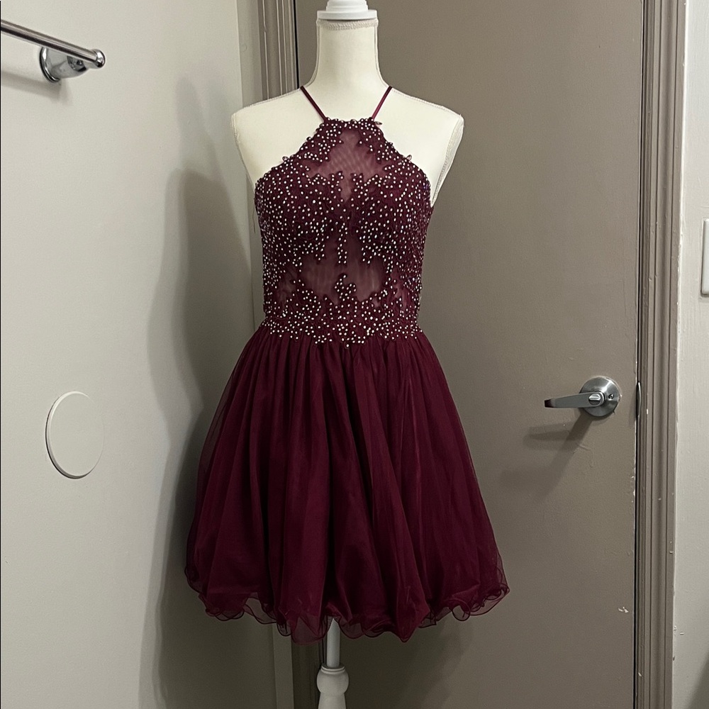 Blondie Nites Burgundy Mini Dress